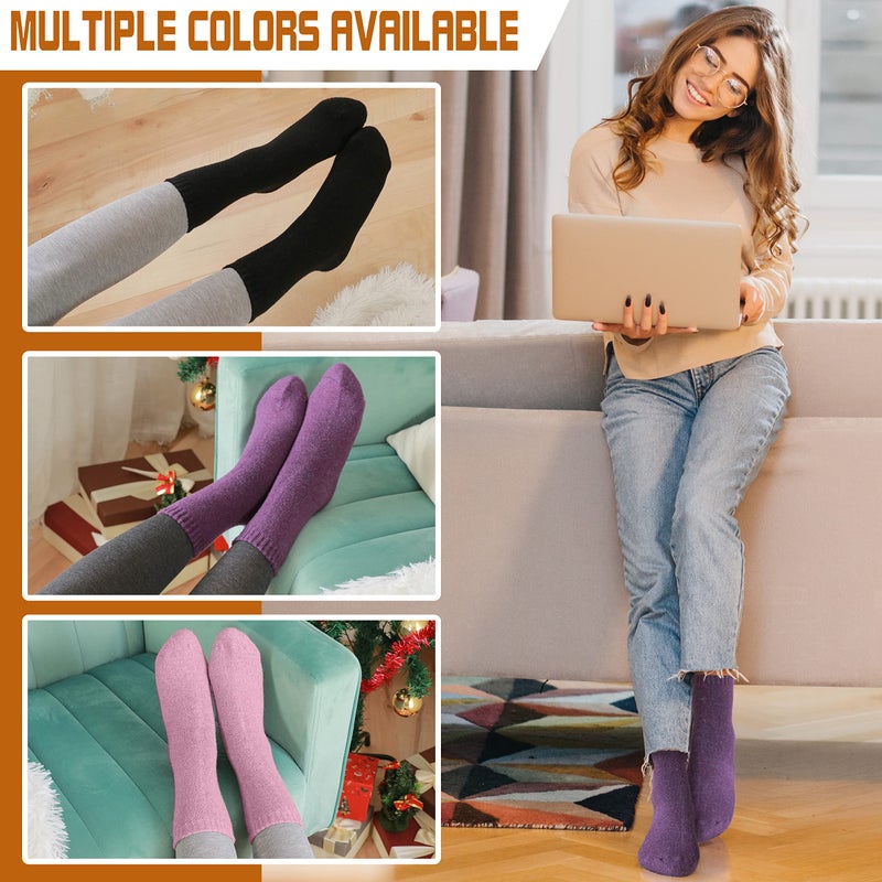 Sandsuced Wool Warm Socks for Women Winter Hiking Thick Boot Thermal Cozy Crew Work Soft Ladies Socks 5 Packï¼ˆSolid Color Cï¼‰ - Image 4